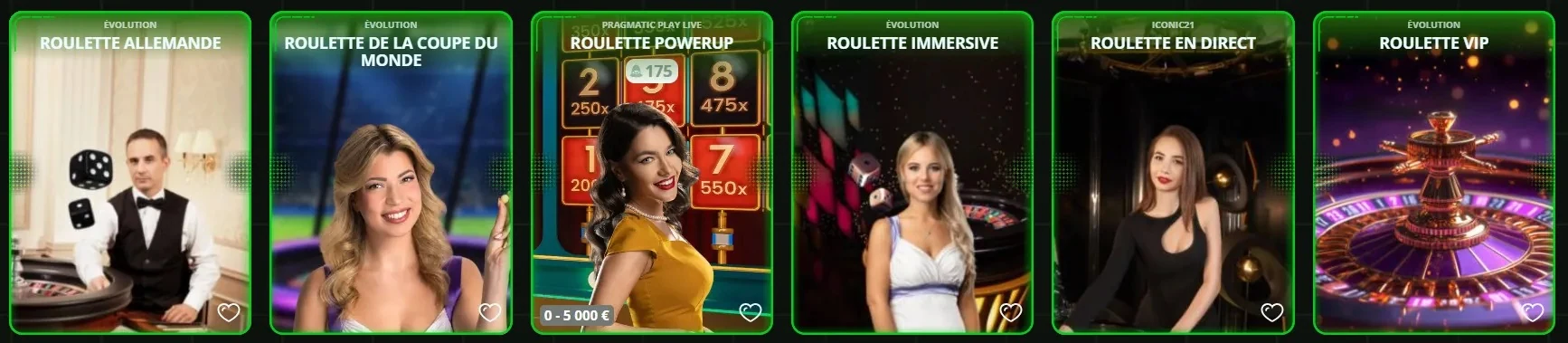 Tables de roulette en direct chez Matrix Casino